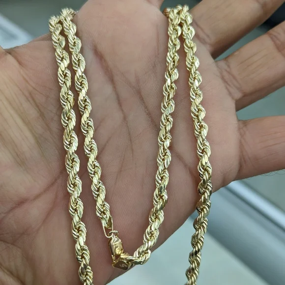 10kt real gold rope chain 5mm 28 be Inch